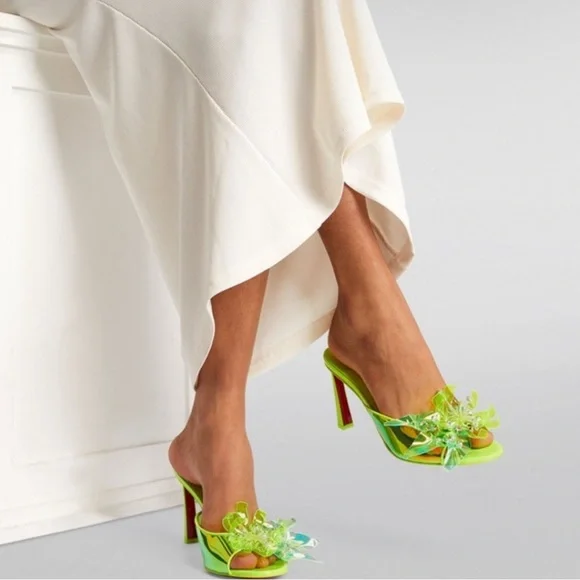 🌺CHRISTIAN LOUBOUTIN🌺 Alyah Mules Limited Edition Green Size: 37 - Picture 13 of 13